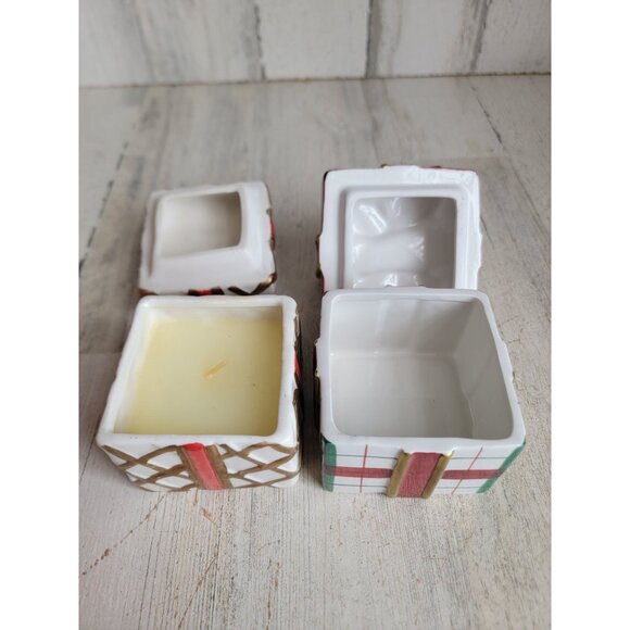 Present candle holder trinket box xmas ceramic set decor gift - Picture 4 of 5